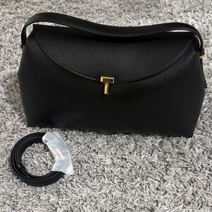 Toteme Elegant Black Shoulder Bag with Gold Detail